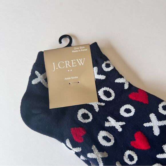 J.Crew Women's Dressy Style Ankle Socks XOXO Heart Print NWT - Picture 6 of 7